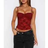 Women's Fashion Designer Lace Corset Crop Tank Tops S-L Singlets