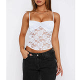 Women's Fashion Designer Lace Corset Crop Tank Tops S-L Singlets