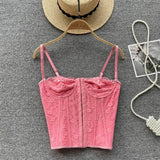 Women's Fashion Designer Lace Corset Crop Tops Singlets-Women's Tops Fashion Designer Singlets