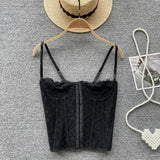 Women's Fashion Designer Lace Corset Crop Tops Singlets-Women's Tops Fashion Designer Singlets