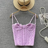 Women's Fashion Designer Lace Corset Crop Tops Singlets-Women's Tops Fashion Designer Singlets