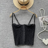 Women's Fashion Designer Lace Corset Crop Tops XS-M Singlets-Women's Tops Fashion Designer Singlets-C09009Black-Women&#x27;s fashion designer plus size clothes