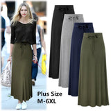 Women's Fashion Designer M-6XL Cotton Long Skirts (Plus Size)-Women's Fashion Designer Plus Size Skirts-International Women's Clothing