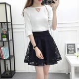 Women's Fashion Designer Mesh Overlay Mini Skirts (Short)-Women's Fashion Designer Skirts