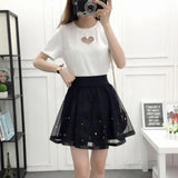 Women's Fashion Designer Mesh Overlay Mini Skirts (Short)-Women's Fashion Designer Skirts