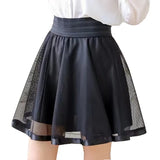 Women's Fashion Designer Mesh Overlay Mini Skirts (Short)-Women's Fashion Designer Skirts