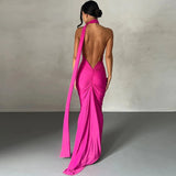 Women's Fashion Designer One Shoulder Halter Bodycon Maxi Dresses (Long)-Women's Fashion Designer Dresses