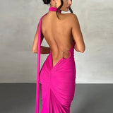Women's Fashion Designer One Shoulder Halter Bodycon Maxi Dresses (Long)-Women's Fashion Designer Dresses