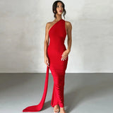 Women's Fashion Designer One Shoulder Halter Bodycon Maxi Dresses (Long)-Women's Fashion Designer Dresses