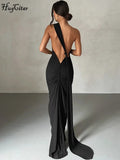 Women's Fashion Designer One Shoulder Halter Bodycon Maxi Dresses (Long)-Women's Fashion Designer Dresses