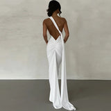Women's Fashion Designer One Shoulder Halter Bodycon Maxi Dresses (Long)-Women's Fashion Designer Dresses