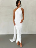 Women's Fashion Designer One Shoulder Halter Bodycon Maxi Dresses (Long)-Women's Fashion Designer Dresses