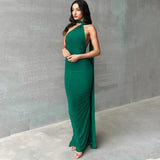 Women's Fashion Designer One Shoulder Halter Bodycon Maxi Dresses (Long)-Women's Fashion Designer Dresses