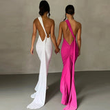Women's Fashion Designer One Shoulder Halter Bodycon Maxi Dresses (Long)-Women's Fashion Designer Dresses