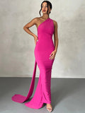 Women's Fashion Designer One Shoulder Halter Bodycon Maxi Dresses (Long)-Women's Fashion Designer Dresses