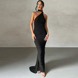 Women's Fashion Designer One Shoulder Halter Bodycon Maxi Dresses (Long)-Women's Fashion Designer Dresses