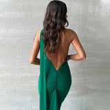 Women's Fashion Designer One Shoulder Halter Bodycon Maxi Dresses (Long)-Women's Fashion Designer Dresses