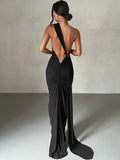Women's Fashion Designer One Shoulder Halter Bodycon Maxi Dresses (Long)-Women's Fashion Designer Dresses