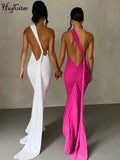 Women's Fashion Designer One Shoulder Halter Bodycon Maxi Dresses (Long)-Women's Fashion Designer Dresses