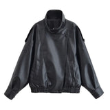 Women's Fashion Designer Pebble Faux Leather S-L Jackets