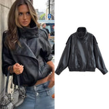 Women's Fashion Designer Pebble Faux Leather S-L Jackets