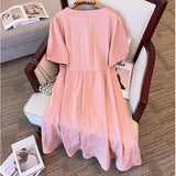 Women's Fashion Designer Pleated Button 2-12XL Short Dresses (Plus Size)-Women's Fashion Designer Plus Size Dresses