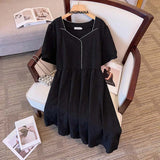 Women's Fashion Designer Pleated Button 2-12XL Short Dresses (Plus Size)-Women's Fashion Designer Plus Size Dresses