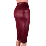Women's Fashion Designer PU Leather Bodycon Mini Skirts (Short)