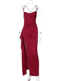 Women's Satin S-L Fashion Designer Ruffle Split Dresses (Long)-Women's Fashion Designer Dresses-Women&#x27;s fashion designer plus size clothes