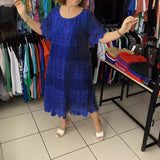 Women's Fashion Designer S-3XL Flower Embroidery Midi Dresses (Plus Size)