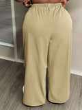 Women's Fashion Designer S-5XL High Waist Khaki Cargo Pants (Plus Size)-Women's Fashion Designer Plus Size Dresses-International Women's Clothing