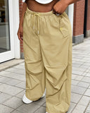 Women's Fashion Designer S-5XL High Waist Khaki Cargo Pants (Plus Size)-Women's Fashion Designer Plus Size Dresses-International Women's Clothing