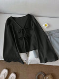 Women's Fashion Designer S-L Crop Flare Long-Sleeve Tops-Women's Fashion Designer Long-Sleeve Tops-International Women's Clothing
