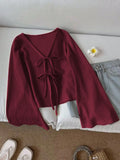 Women's Fashion Designer S-L Crop Flare Long-Sleeve Tops-Women's Fashion Designer Long-Sleeve Tops-International Women's Clothing