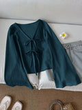 Women's Fashion Designer S-L Crop Flare Long-Sleeve Tops-Women's Fashion Designer Long-Sleeve Tops-International Women's Clothing