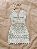 Women's Fashion Designer S-L Knitted Hollow Out Mini Dresses (Short)