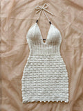 Women's Fashion Designer S-L Knitted Hollow Out Mini Dresses (Short)