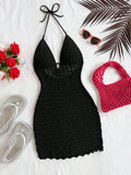 Women's Fashion Designer S-L Knitted Hollow Out Mini Dresses (Short)