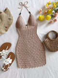 Women's Fashion Designer S-L Knitted Hollow Out Mini Dresses (Short)