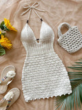Women's Fashion Designer S-L Knitted Hollow Out Mini Dresses (Short)