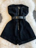 Women's Fashion Designer S-L Off Shoulder Denim Backless Rompers