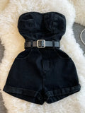 Women's Fashion Designer S-L Off Shoulder Denim Backless Rompers