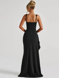 Women's Fashion Designer S-L Ruffle High Split Dresses (Long)
