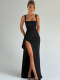 Women's Fashion Designer S-L Ruffle High Split Dresses (Long)