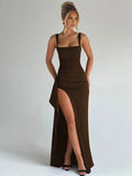 Women's Fashion Designer S-L Ruffle High Split Dresses (Long)