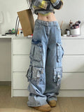 Women's Fashion Designer S-XL Street Style Baggy Cargo Jeans