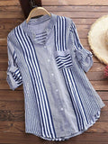 Women's Fashion Designer Shirts 3-5XL Striped Long-Sleeve Tops (Plus Size)