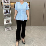 Women's Fashion Designer Shirts 3-5XL Striped Long-Sleeve Tops (Plus Size)