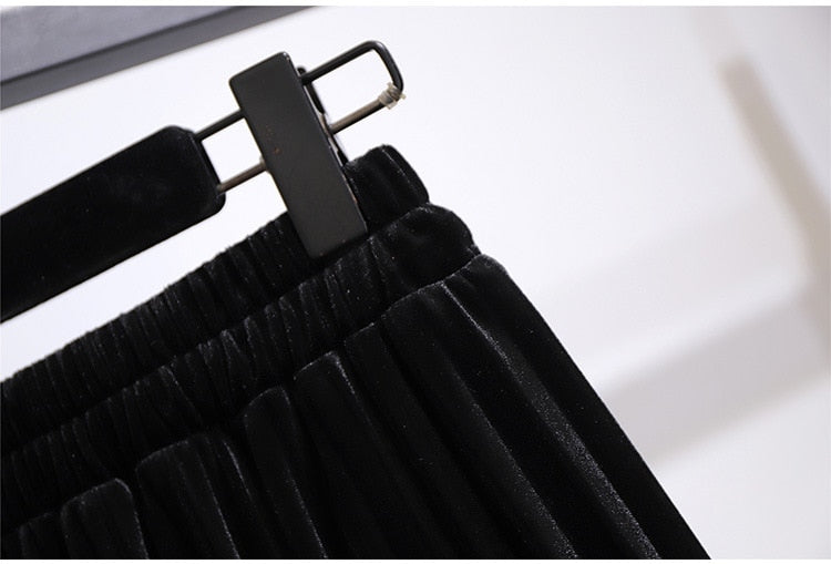 Women's Fashion Designer Silk Pleated A-Line Skirts (Plus Size)
