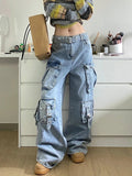 Women's Fashion Designer Street Style Baggy Cargo Jeans